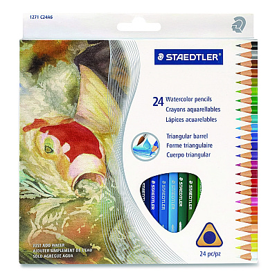 Staedtler Watercolor Pencils, Assorted Lead and Barrel Colors, 24/Set (1271C24A6)