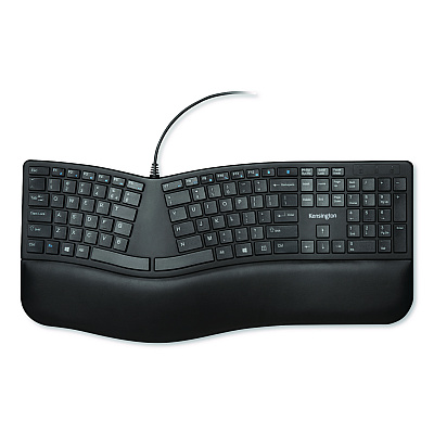 Kensington Pro Fit Ergo Wired Keyboard, Black (75400)