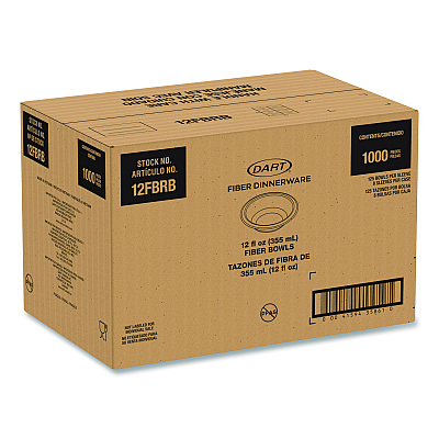 Dart Compostable Molded Fiber Dinnerware, ProPlanet Seal, Bowl, 12 oz, Natural, 1,000/Carton (12FBRB)