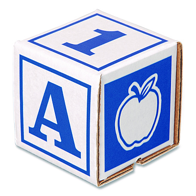 Bankers Box At Play 123 ABC Learning Blocks, Corrugated Board, 3" x 3" x 3", Assorted Colors, 50/Pack (100016408)