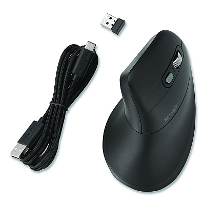 Kensington Pro Fit Ergo MY630 EQ Rechargeable Mouse, 2.4 GHz/30 ft Wireless Range, Right Hand Use, Black (72484)