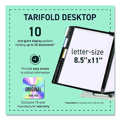 Tarifold Desktop Reference System, 10 Panels with Black Borders, White Base (D271)