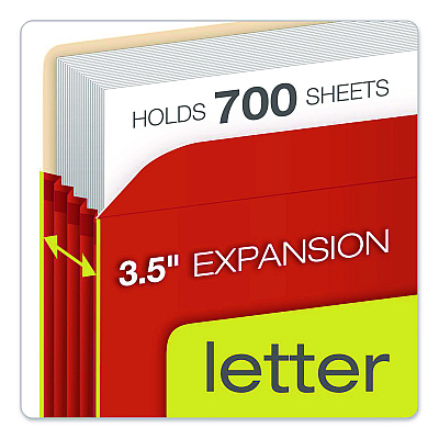 Pendaflex Heavy Duty Reinforced File Pocket, 3.5" Expansion, Letter Size, Randomly Assorted Colors, 5/Box (1524E5ASST)