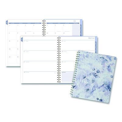 Cambridge Dewdrop Academic Weekly Monthly Planner, Watercolor Floral, Blue/Gray/Purple Cover, 12-Month (July to June): 2025 to 2026 (1742905A)