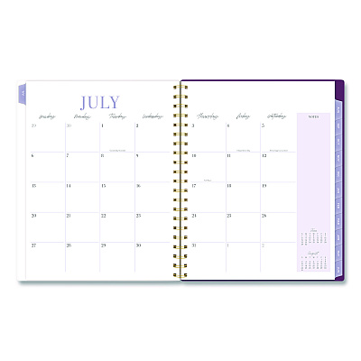 Cambridge Leah Bisch Petite Floral Academic Weekly Monthly Planner, 11 x 8.5, Purple/Green Cover, 12-Month (July to June): 2025 to 2026 (LB38905A)