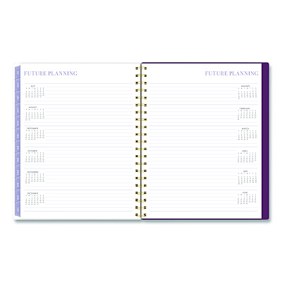Cambridge Leah Bisch Petite Floral Academic Weekly Monthly Planner, 11 x 8.5, Purple/Green Cover, 12-Month (July to June): 2025 to 2026 (LB38905A)