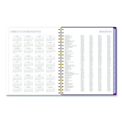 Cambridge Leah Bisch Petite Floral Academic Weekly Monthly Planner, 11 x 8.5, Purple/Green Cover, 12-Month (July to June): 2025 to 2026 (LB38905A)