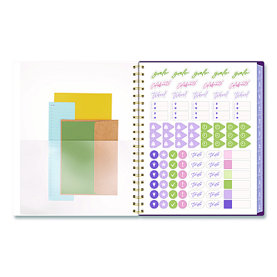 Cambridge Leah Bisch Petite Floral Academic Weekly Monthly Planner, 11 x 8.5, Purple/Green Cover, 12-Month (July to June): 2025 to 2026 (LB38905A)