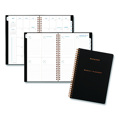 AT-A-GLANCE Signature Lite Academic Weekly Monthly Planners, 8 x 5, Black Cover, 12-Month (July to June): 2025 to 2026 (YP20LA05)