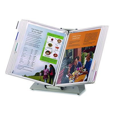 Tarifold Antimicrobial Desktop Reference and Display System, 10 Panels with White Borders, White Base (DA221)