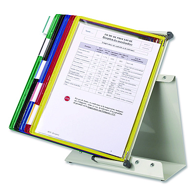 Tarifold Antimicrobial Desktop Reference and Display System, 10 Panels with Assorted Borders, White Base (DA291)