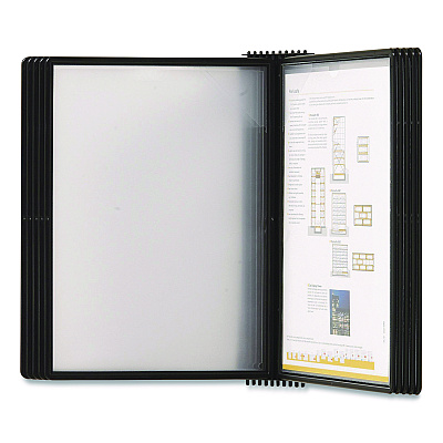Tarifold Easy-Load Wall Display Unit, 10 Panels with Black Borders, Black Base (EZW771)