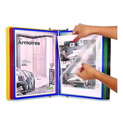 Tarifold Easy-Load Wall Display Unit, 10 Panels with Assorted Borders, White Base (EZW791)