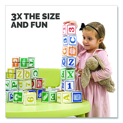 Bankers Box At Play 123 ABC Learning Blocks, Corrugated Board, 3" x 3" x 3", Assorted Colors, 50/Pack (100016408)