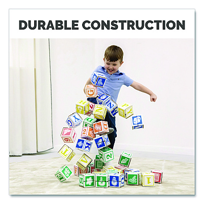 Bankers Box At Play 123 ABC Learning Blocks, Corrugated Board, 3" x 3" x 3", Assorted Colors, 50/Pack (100016408)