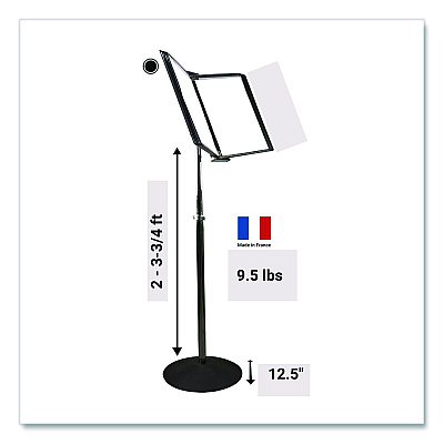 Tarifold Floor Display Document Stand, 25" to 44" Tall, 10 Panels with Black Borders, Black Base (F271)