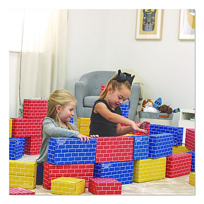 Bankers Box At Play Cardboard Building Block, 32-ECT Corrugated Board, Assorted Sizes and Colors, 40/Pack (1230801)