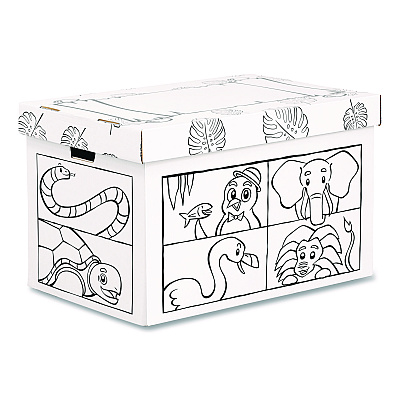 Bankers Box At Play Color in Toy Box, Animal Design, 1 Section, 39.27 gal, 5.25 Cu Ft, 28" x 18" x 18", White/Black (1231701)