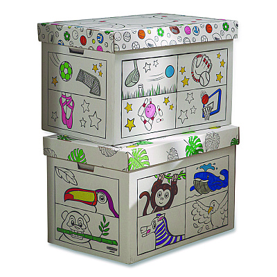 Bankers Box At Play Color in Toy Box, Sports Design, 1 Section, 39.27 gal, 5.25 cu ft, 28" x 18" x 18", White/Black (1231601)