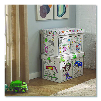 Bankers Box At Play Color in Toy Box, Animal Design, 1 Section, 39.27 gal, 5.25 Cu Ft, 28" x 18" x 18", White/Black (1231701)