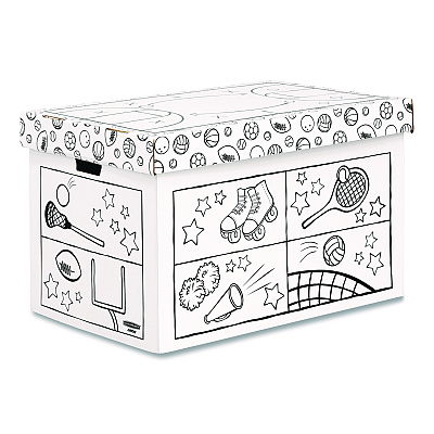 Bankers Box At Play Color in Toy Box, Animal Design, 1 Section, 39.27 gal, 5.25 Cu Ft, 28" x 18" x 18", White/Black (1231701)