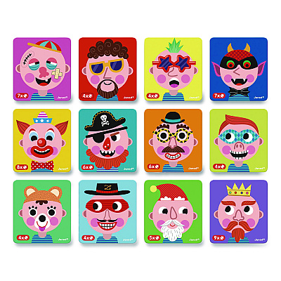 Janod Magneti'books, Boy's Crazy Faces, Ages 3 to 8, 40 Pieces (J02716)