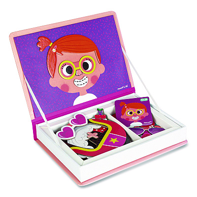 Janod Magneti'books, Girl's Crazy Faces, Ages 3 to 8, 65 Pieces (J02717)