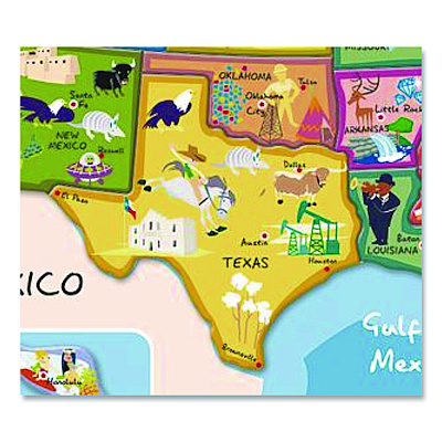 Janod Cardboard United States Map Puzzle, Grades 2 to 7, 48 Pieces (J05487)