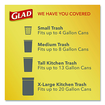 Glad Small Twist-Tie Trash Bags, 4 gal, 0.74 mil, 23 x 21.63, White, 30/Box (78817EA)