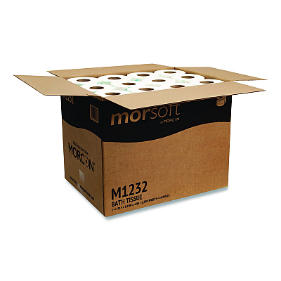 Morcon Tissue Morsoft Controlled Bath Tissue, Septic Safe, 1-Ply, White, 1,200 Sheets/Roll, 48 Rolls/Carton (M1232)