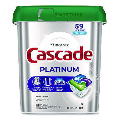 Cascade ActionPacs, Fresh Scent, 31.8 oz, 59 Pacs/Tub, 3 Tubs/Carton (15534CT)