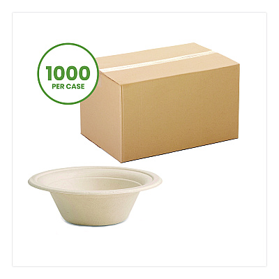 Vegware Nourish Molded Fiber Tableware, Compostable, Bowl, Sugarcane, 12 oz, White, 1,000/Carton (VWBL12NFA)