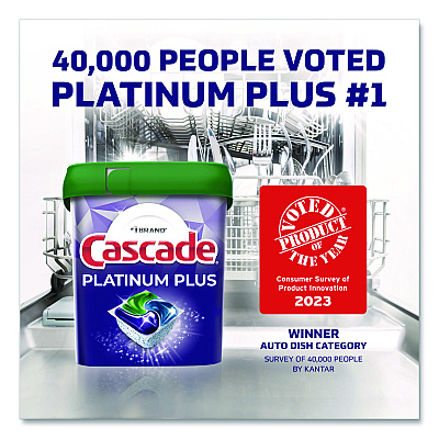 Cascade Platinum Plus ActionPacs Dishwasher Detergent Pods, Fresh Scent, 26.6 oz Tub, 47/Tub, 3 Tubs/Carton (15789CT)
