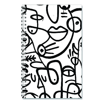 House of Doolittle Recycled Non-Dated Monthly/Weekly Planner, Abstract Faces, Black/White Cover, Undated (212141)