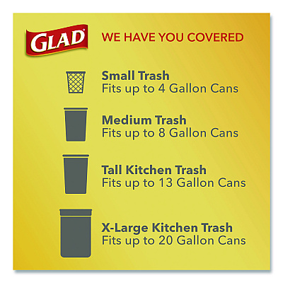 Glad OdorShield Small Drawstring Trash Bags, 4 gal, Cherry Blossom Scent, 0.5 mil, 18" x 17", Pink, 34/Box (79274)