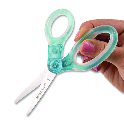 Westcott Jellies Kids Scissors, 5" Long, Straight Assorted Handle Colors, 12/Pack (67548)