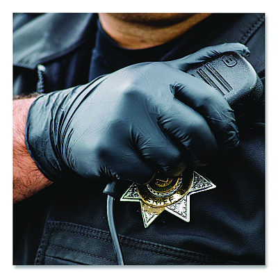 AMMEX Professional Nitrile Exam Gloves, Powder-Free, Small, Black, 100/Box (ABNPF42100BX)