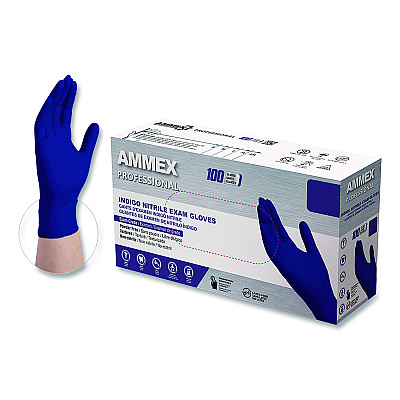 AMMEX Professional Nitrile Exam Gloves, Powder-Free, Small, Indigo, 100/Box (AINPF42100BX)