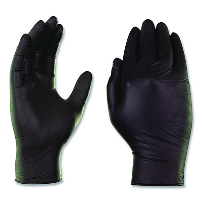 GloveWorks by AMMEX Nitrile Exam Gloves, Powder-Free, Small, 6 mil Thick, 9.5" Long, Black, 100/Box (GWBEN42100BX)