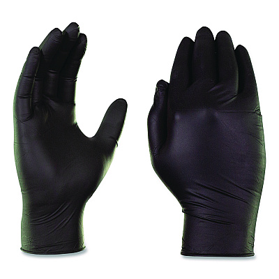 GloveWorks by AMMEX Nitrile Exam Gloves, Powder-Free, XX-Large, 6 mil Thick, 9.5" Long, Black, 100/Box (GWBEN49100BX)
