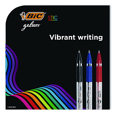 BIC Gel-ocity STIC Gel Pen, Stick, Medium 0.7 mm, Randomly Selected Ink and Barrel Color Assortment, 14/Pack (RGSMP14AST)