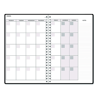 House of Doolittle Recycled Non-Dated Monthly/Weekly Planner, Black and White Floral, Black/White Cover,  Undated (212149)
