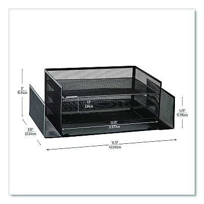 Mind Reader Metal Mesh Desktop Organizer Letter Tray, 6 Sections, Letter Size, 9.15 x 16.75 x 6, Black (4TSIDE2BLK)