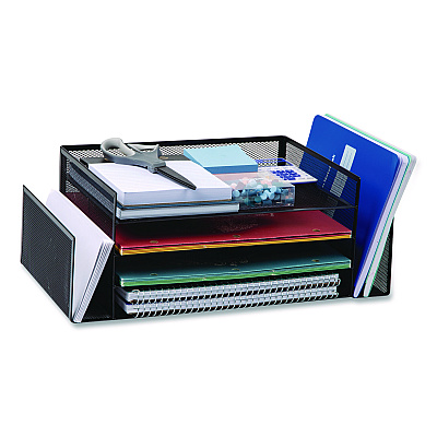 Mind Reader Metal Mesh Desktop Organizer Letter Tray, 6 Sections, Letter Size, 9.15 x 16.75 x 6, Black (4TSIDE2BLK)