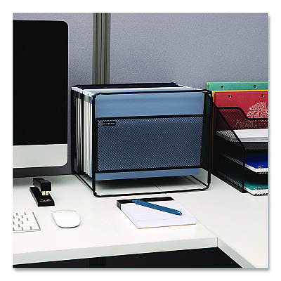 Mind Reader Hanging File Folder Organizer, Letter Size, 13" Long, Black (BOXFILEBLK)