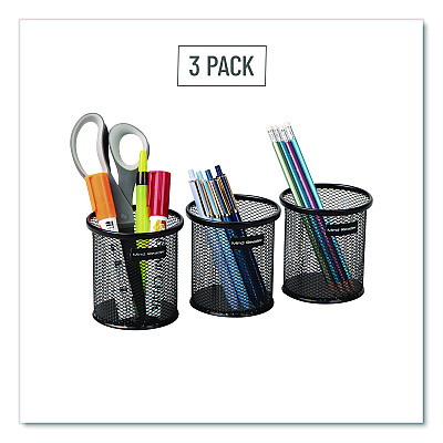 Mind Reader Metal Mesh Utensil Holder, 3.5" dia x 3.7"h, Black, 3/Pack (CLIPMESH3BLK)
