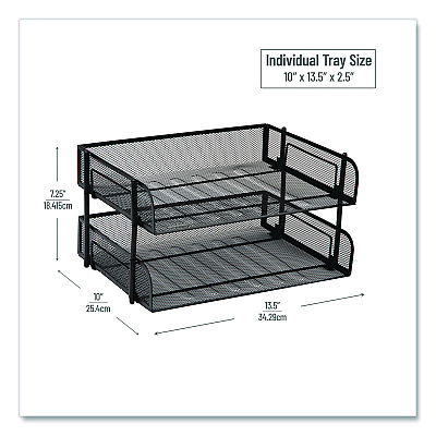Mind Reader Stackable Paper Desk Tray Organizer, Letter Size, 10 x 13.5 x 2.5, Black, 2/Pack (ESTACK2BLK)