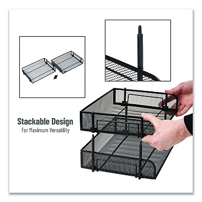 Mind Reader Stackable Paper Desk Tray Organizer, Letter Size, 10 x 13.5 x 2.5, Black, 2/Pack (ESTACK2BLK)