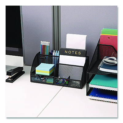 Mind Reader 7-Compartment Metal Desk Organizer, 11 x 5.5 x 5, Black Metal Mesh (JOEORGBLK)