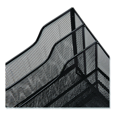 Mind Reader Metal Mesh Vertical File Holder Paper Tray Desktop Organizer, 2-Tier/5-Compartment, Letter Size, 11.25 x 12.5 x 9.5, Black (MESHBOX5BLK)